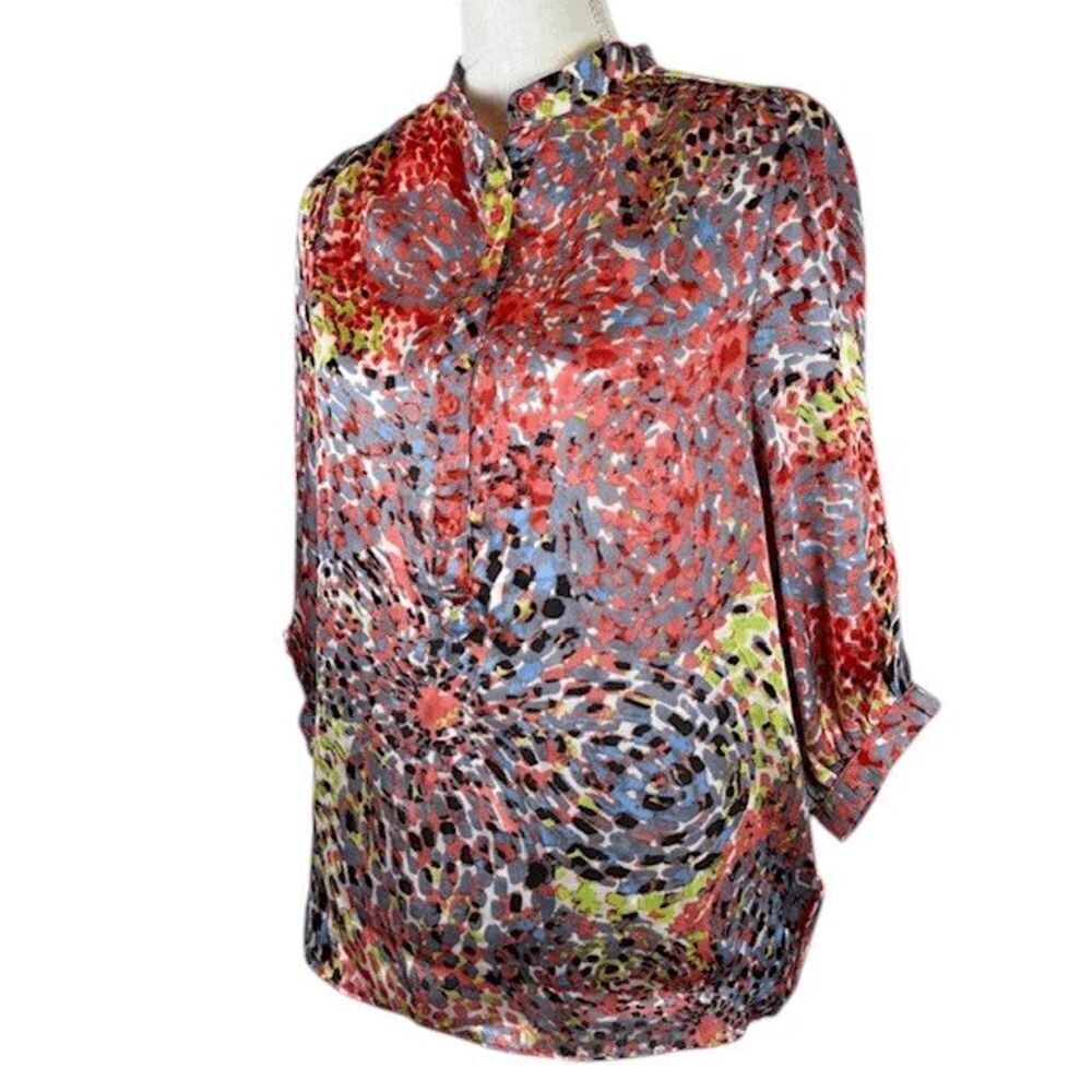Karlie Blouse Multicolor Abstract Print Arty Dolman Sleeve Size Medium